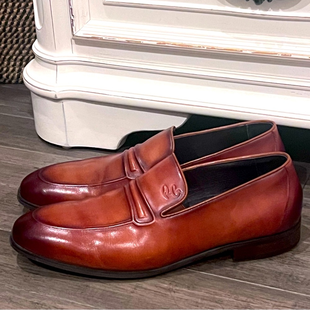 Robert Graham men’s loafers in a distressed cognac color